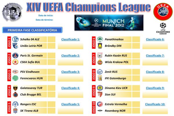 XIV UEFA Champions League – Folha 1/4
